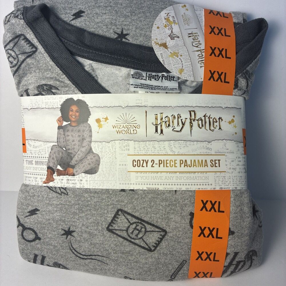 NWT Wizarding World Harry Potter Cozy 2 Piece Pajama Set Gray Size 2XL